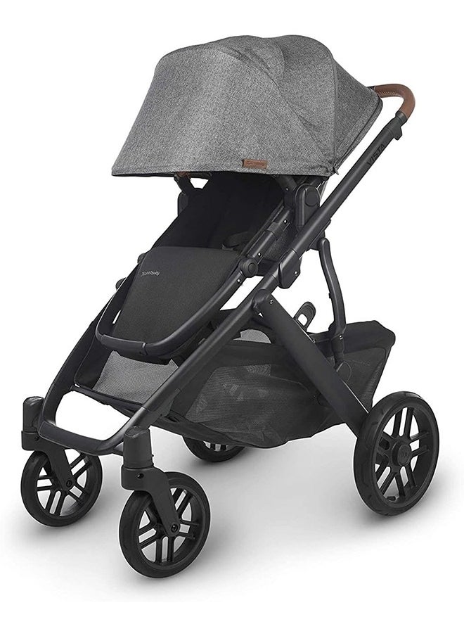 Vista V2 Convertible Stroller Grey Son Charcoal Melange With Carbon Frame And Saddle Leather, Durable And Stylish Double Stroller