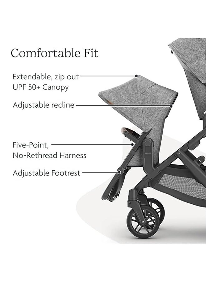 Rumbleseat V2 Multi - Position Stroller Seat, Jake Charcoal With Carbon Frame And Black Leather – Parent/Forward - Facing, Recline, Extendable Upf 50+ Canopy