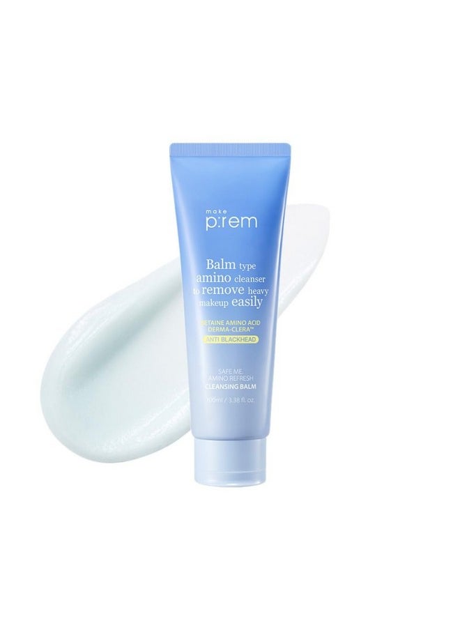 Make P:Rem Safe Me. Amino Refresh Cleansing Balm, Gentle Tubed Balm For Deep Cleansing, Eye-Safe, Removes Makeup And Blackheads, Korean Skin Care, 100Ml, 3.38 Fl.Oz.