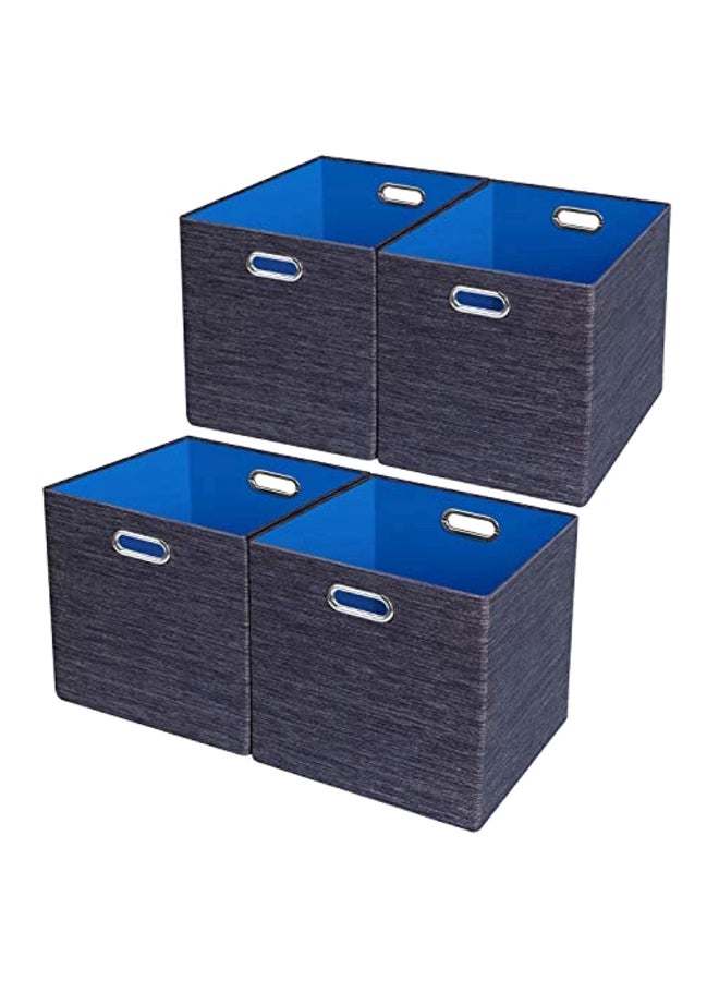 4-Piece Foldable Organizer Grey/Blue 11x11x11inch