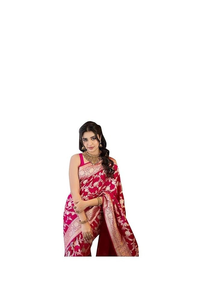 Women's Kanjivaram Soft Semi Silk Banarasi Sarees With Blouse Piece