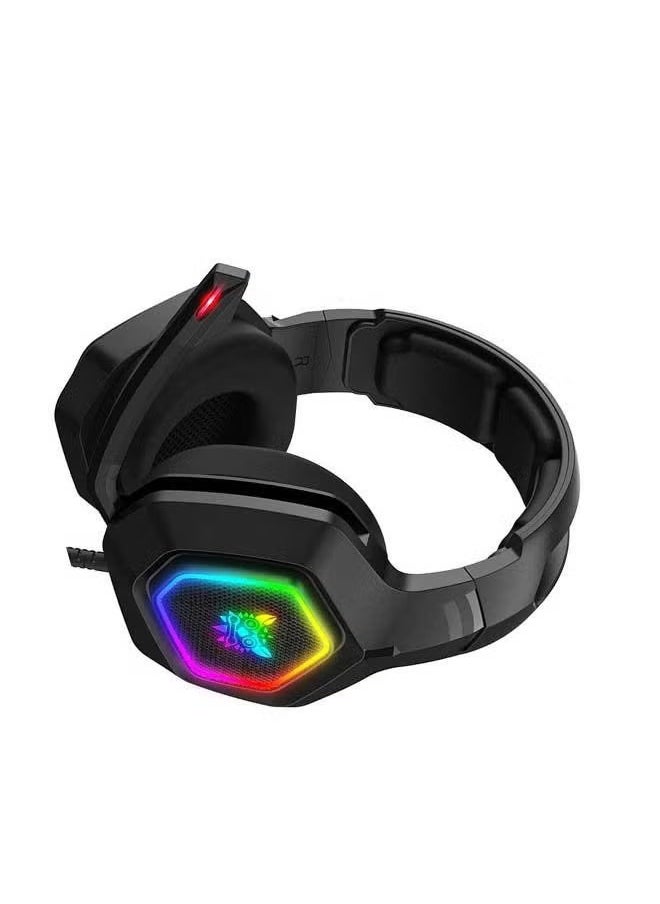 Onikuma K10 Gaming Headset with Surround Sound Pro Noise Canceling Gaming Headphones with Mic & RGB LED Light