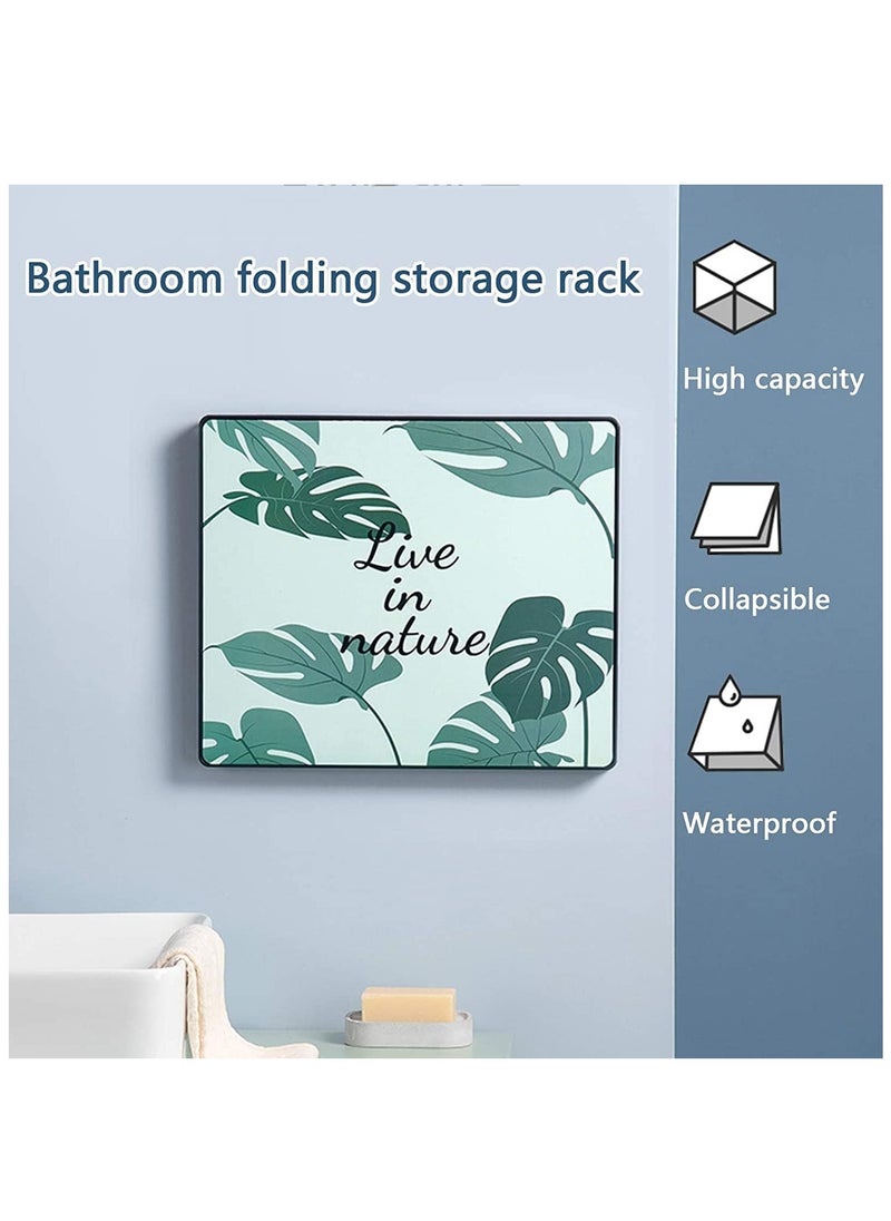 Bathroom Folding Mural Storage Cabinet, Waterproof Storge Shelf Hidden, Wall-mounted Large Capacity Moisture-Proof, for Bathroom, Bedroom, Cloakroom and Kitchen