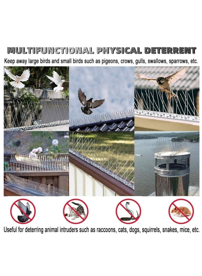 Stainless Steel Bird Spikes for Pigeons and Other Small Birds - No Plastic - Anti Bird Repellent Spikes Control Kit Assembled Spikes 50 Centimetre (Pack of 5)