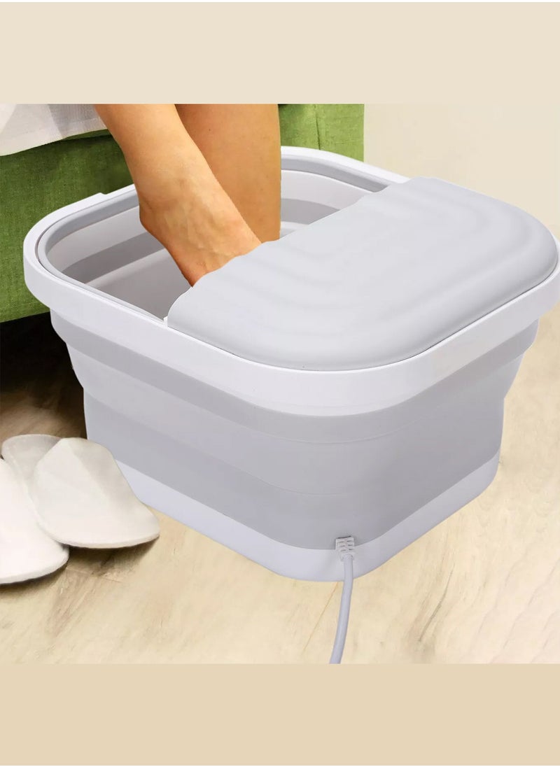 Electric Roldable Foot Spa Infrared Vibrating Bath Massager Soothing Rollers Collapsible Foot Spa Bath Pedicure with Heat / Greyish White