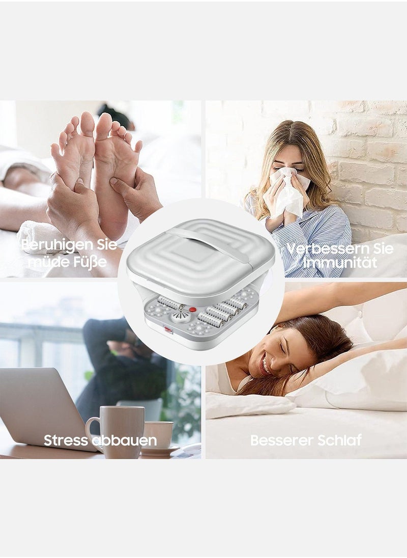 Electric Roldable Foot Spa Infrared Vibrating Bath Massager Soothing Rollers Collapsible Foot Spa Bath Pedicure with Heat / Greyish White