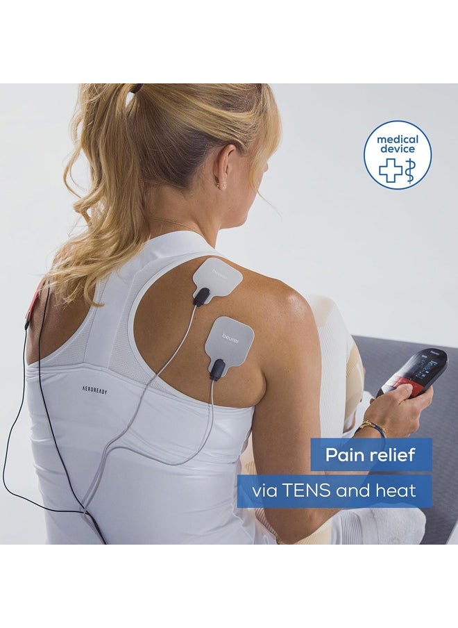 Digital TENS/EMS Device with Heat Function – 4-in-1 Pain Relief, Muscle Training, Relaxing Massage, and Heat Therapy