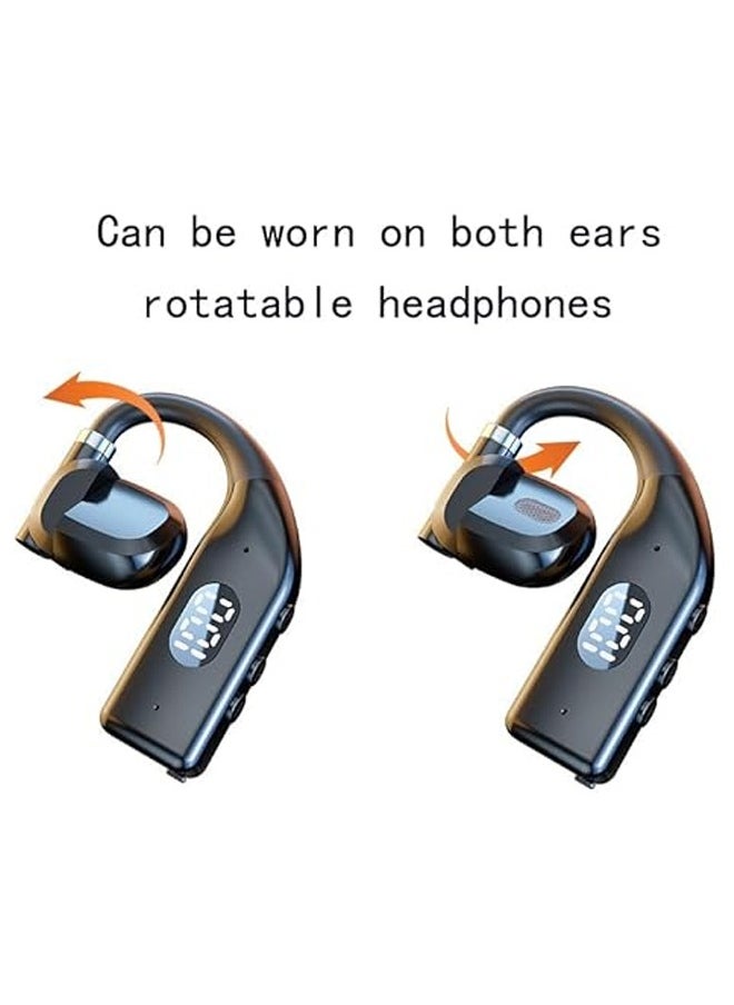 Wireless Bluetooth Headset, Hanging Ear Type Not Into The Ear Rotating Monaural Digital Display Sports Headset, Long Range Noise-Canceling Headset, Ipx5 waterproof, for Sports, Driving