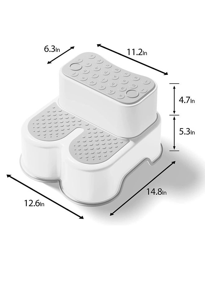 2 in 1 Step Stools for Kids and Adults Toddler Step Stool for Toilet Potty Training Detachable Potty Stools with ABC and Handles  Anti Slip Stackable Double Up Two Foot Step Stool