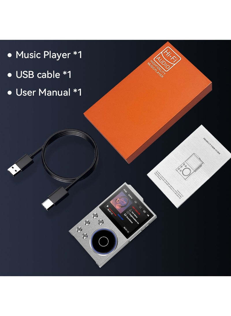 HiFi MP3 Player with Bluetooth5.3, 2.4in HD Screen, High Resolution Lossless Sound Digital Audio Music Player, 1500mAh Portable Audio Player with ALPS Scroll Control, for Sports