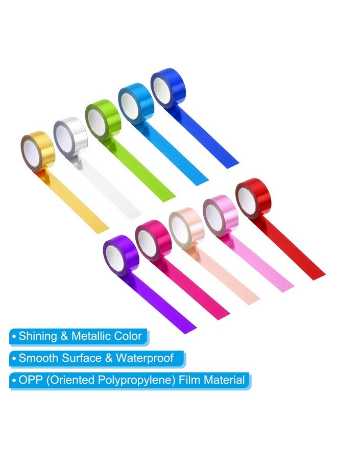 Metallic Washi Tape 15Mm X 5M, 10 Pack Art Paper Mirror Masking Foil Sticker Self-Adhesive For Diy Art Craft Wrapping Wedding Decoration, 10 Colors