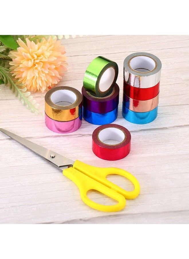 Metallic Washi Tape 15Mm X 5M, 10 Pack Art Paper Mirror Masking Foil Sticker Self-Adhesive For Diy Art Craft Wrapping Wedding Decoration, 10 Colors