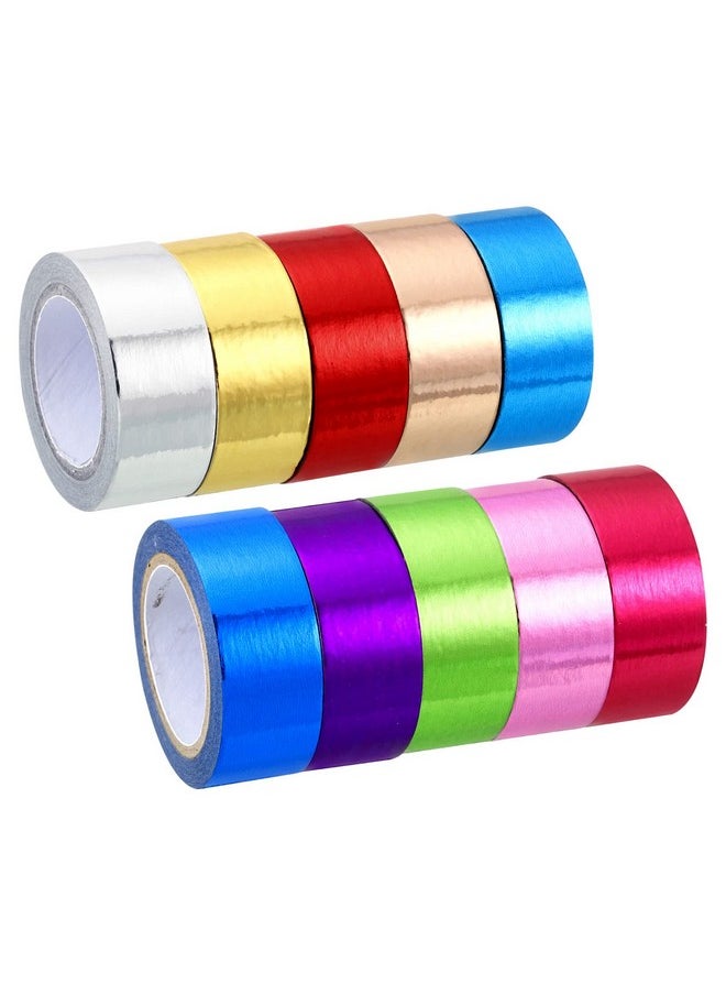 Metallic Washi Tape 15Mm X 5M, 10 Pack Art Paper Mirror Masking Foil Sticker Self-Adhesive For Diy Art Craft Wrapping Wedding Decoration, 10 Colors