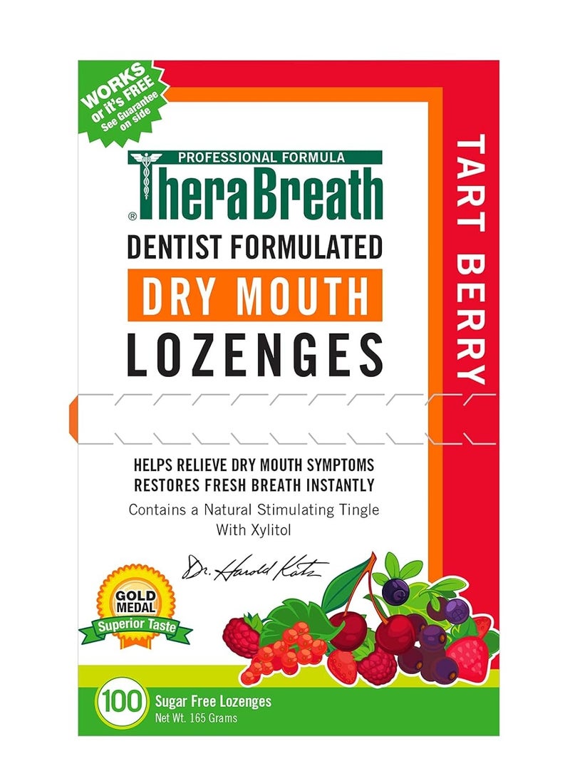 TheraBreath Dry Mouth Lozenges with ZINC, Tart Berry Flavor, 100 Lozenges