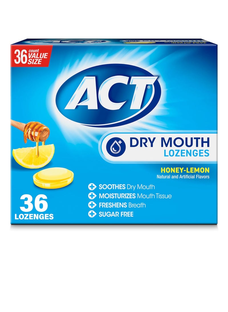 ACT Dry Mouth Lozenges With Xylitol, 36-Count, Sugar Free Honey-Lemon