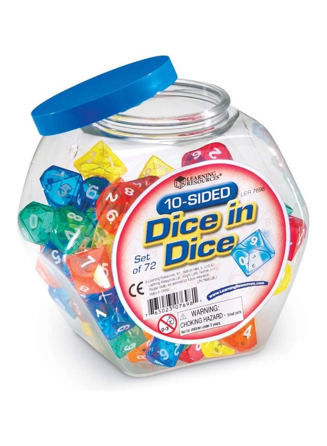 72-Piece 10 Sided Dice In Dice Set LER7698 1inch