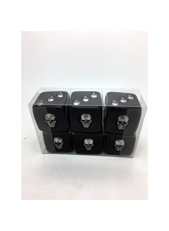 Decorative Black Skull Dice Of Death 1.5 Inches Each Set Of 6