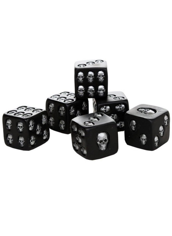 Decorative Black Skull Dice Of Death 1.5 Inches Each Set Of 6