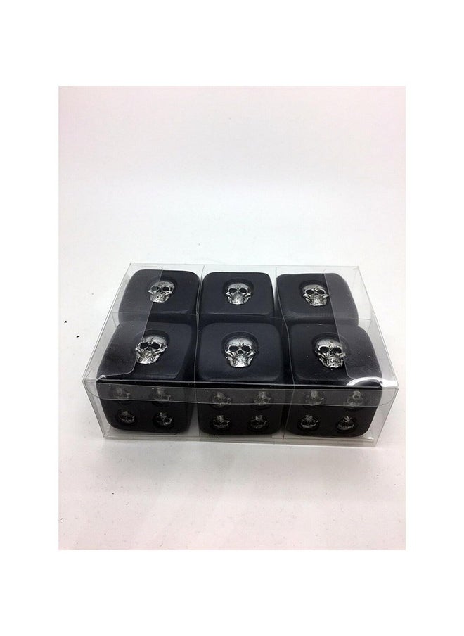 Decorative Black Skull Dice Of Death 1.5 Inches Each Set Of 6