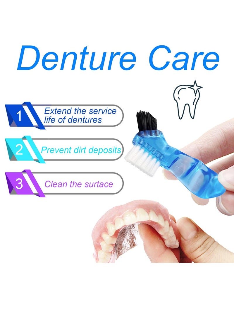 Colorful Denture Bath Case with Brush, Denture Cup Soaking Holder False Teeth Container Mouth Guard Storage Case Cleaning with Lid Waterproof - Purple