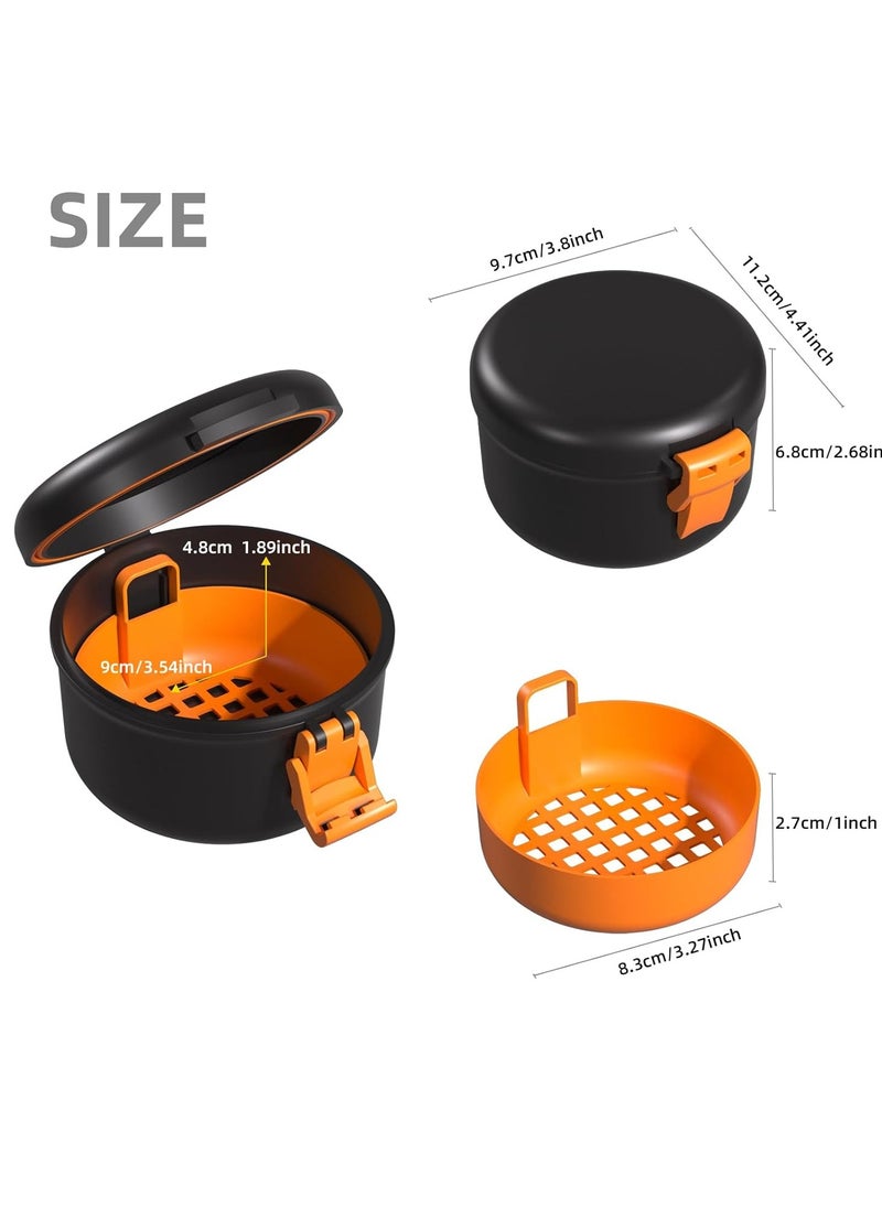 ARGOMAX Leak Proof Retainer Cleaner Case, Denture Cups for Soaking Dentures, Denture Travel Case (Black + Orange).