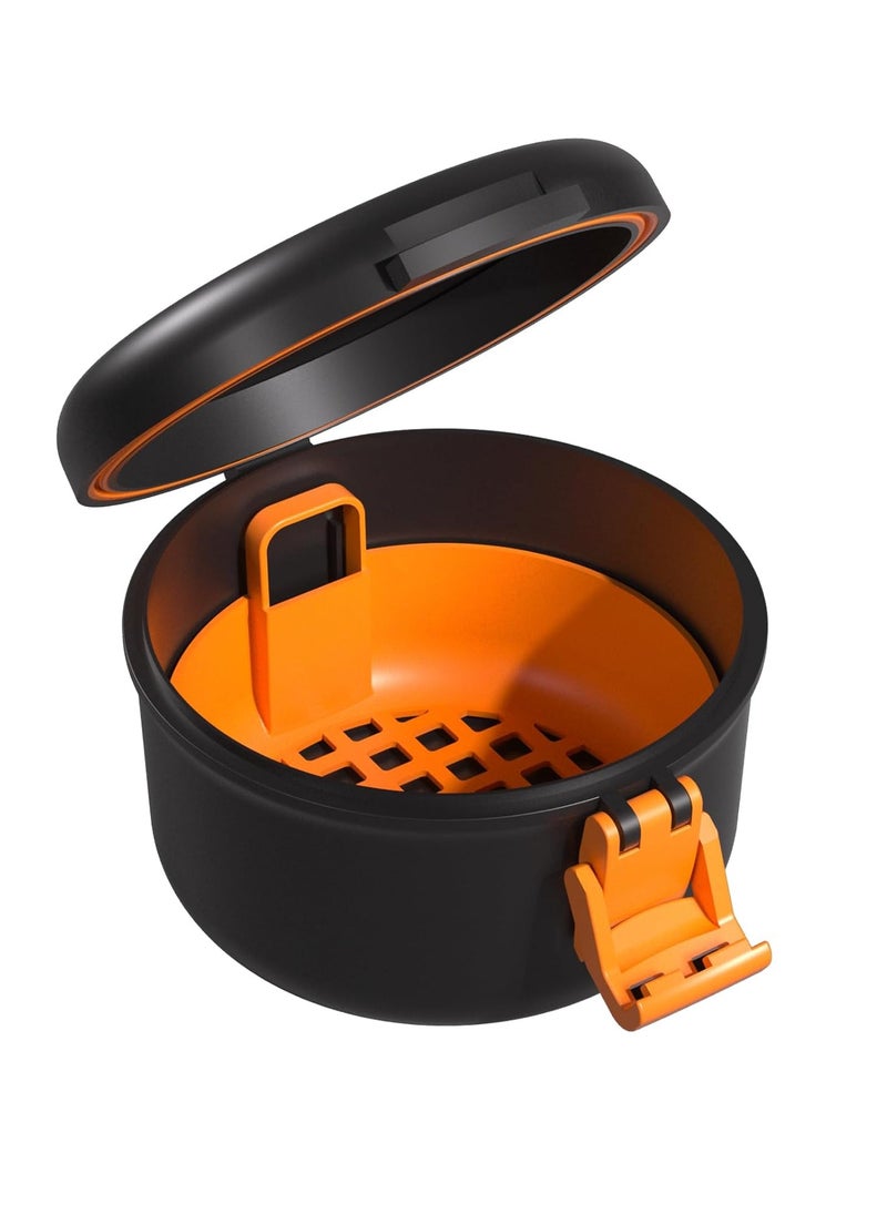 ARGOMAX Leak Proof Retainer Cleaner Case, Denture Cups for Soaking Dentures, Denture Travel Case (Black + Orange).