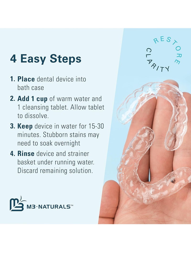 Denture Bath Case and Retainer Case FSA HSA Approved Denture Bath Cup for Invisalign Retainers Mouthguards Dentures Cleaner Kit with Strainer Spill-Free Portable Retainer Cleaner Case by M3 Naturals