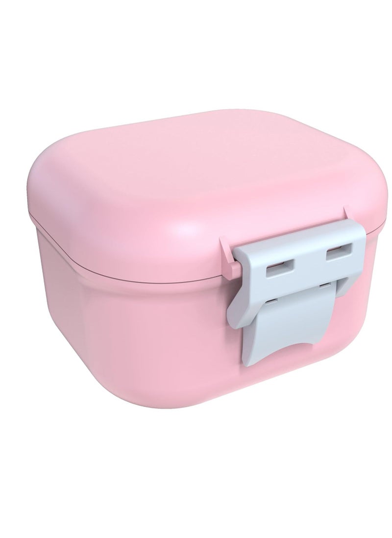 ARGOMAX Leak Proof Denture Bath Cup, Portable Soaking Denture Box, Denture Bath Case with Strainer, for Dentures and Braces (Pink + White).