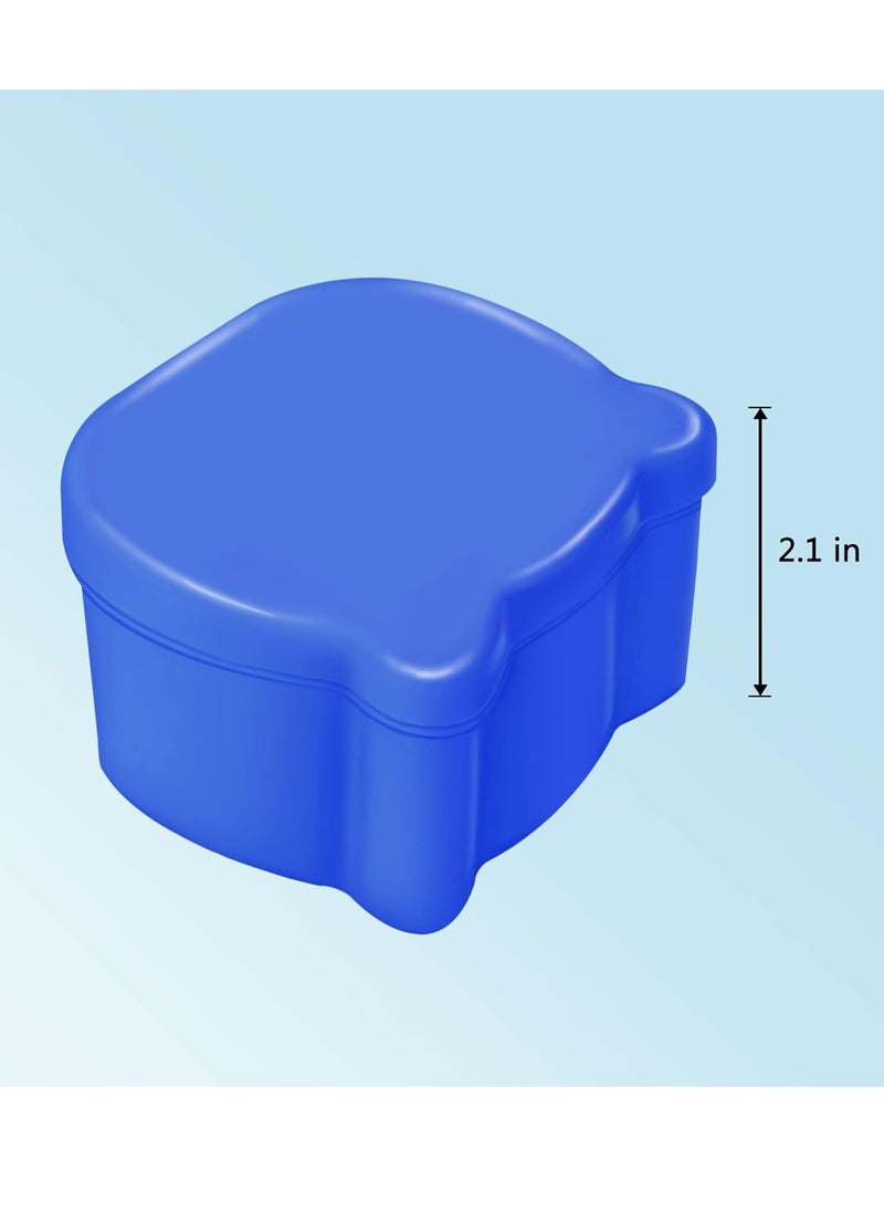 Denture Case, Denture Cup With Strainer For Dentures, Retainers, Night Guard & Mouth Guard, Retainer Case, Portable Denture Bath For Traveling & Daily Cleaning (Blue)