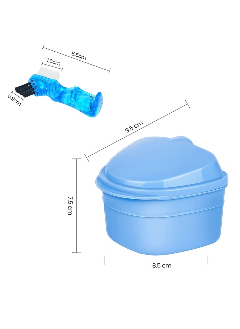 Y-Kelin Denture Retainer Cleaner Kit, Denture Cleaning Case with Denture Brush (Blue)