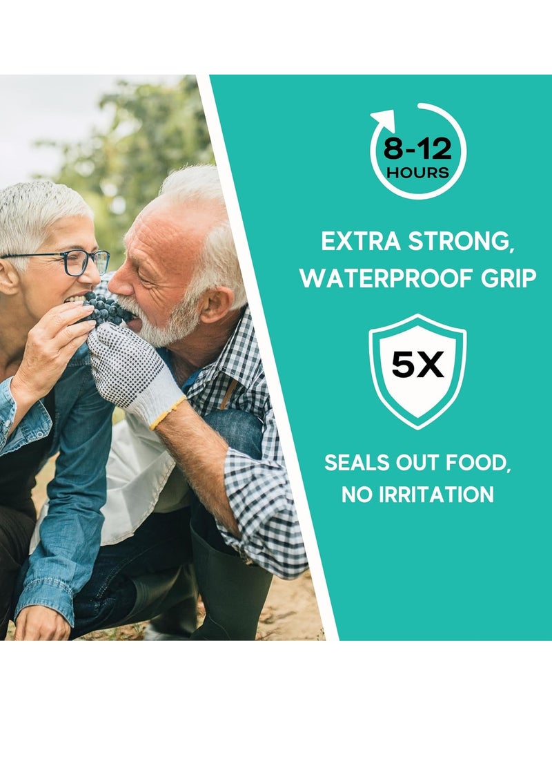 Extra Strong Denture Adhesive Cream, 12 Hour Hold Dental Glue, Waterproof, Zinc & Fluoride Free, Easy Apply Nozzle, Seals Food Out for Comfort, Mint Flavor (5 Pack, 7 Fl Oz)