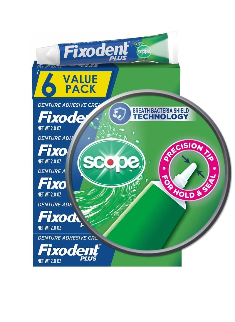 Fixodent Control Denture Adhesive Cream Plus Scope Flavor, 2 Oz (Pack of 6)