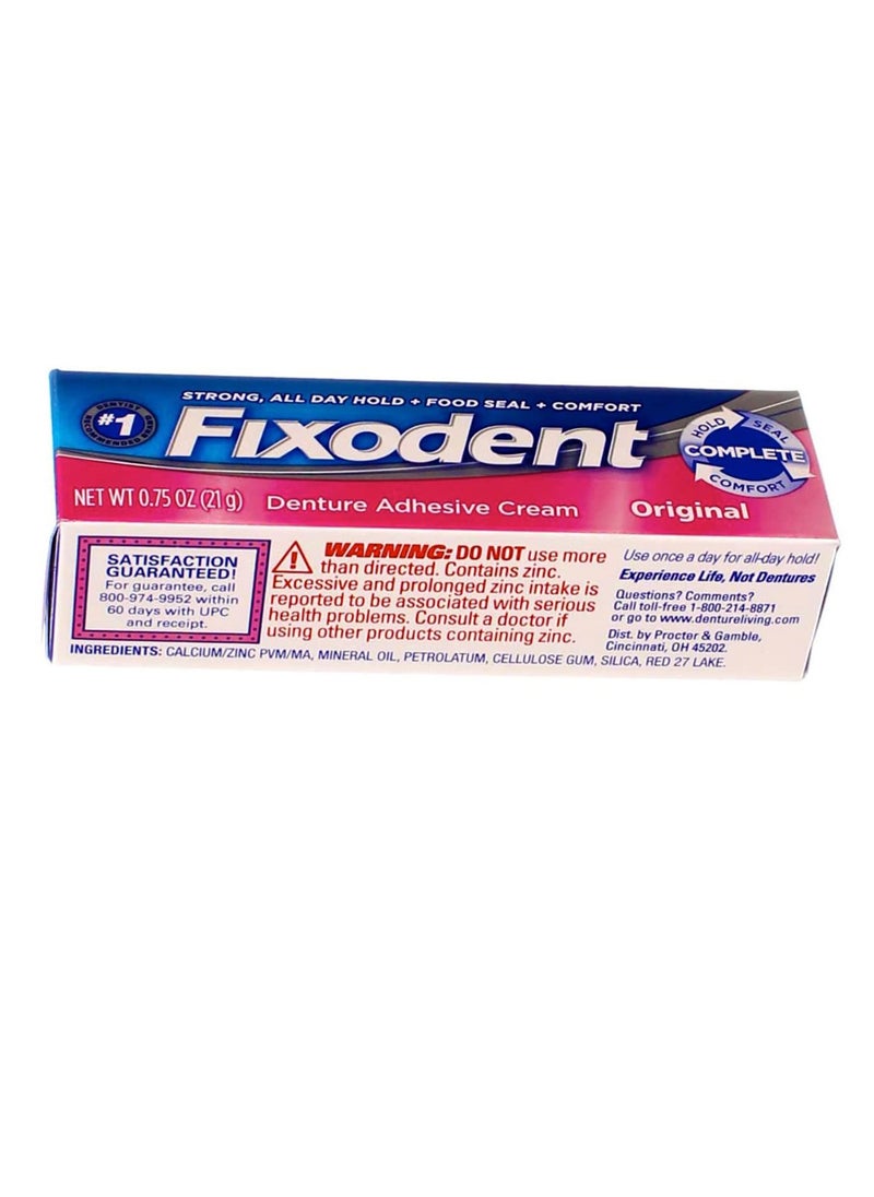 Fixodent Denture Adhesive Cream Original, Multi, 0.75 Oz, Pack of 4