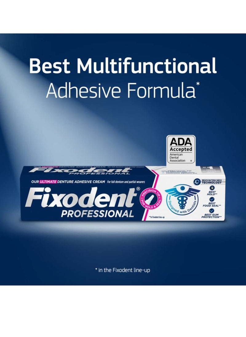 Fixodent Professional Ultimate Denture Adhesive Cream for Full and Partial Dentures, 1.8 oz, 4 Pack