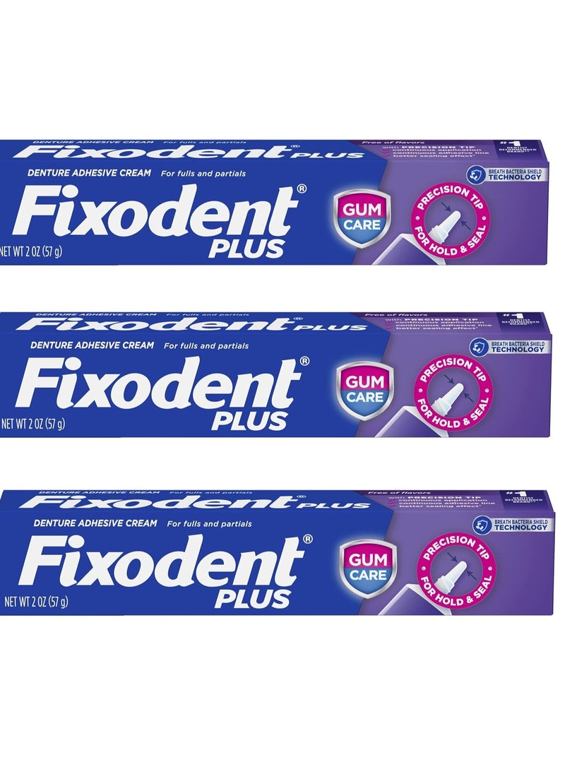 Fixodent Plus Denture Adhesive Cream 2 oz (Pack of 3)