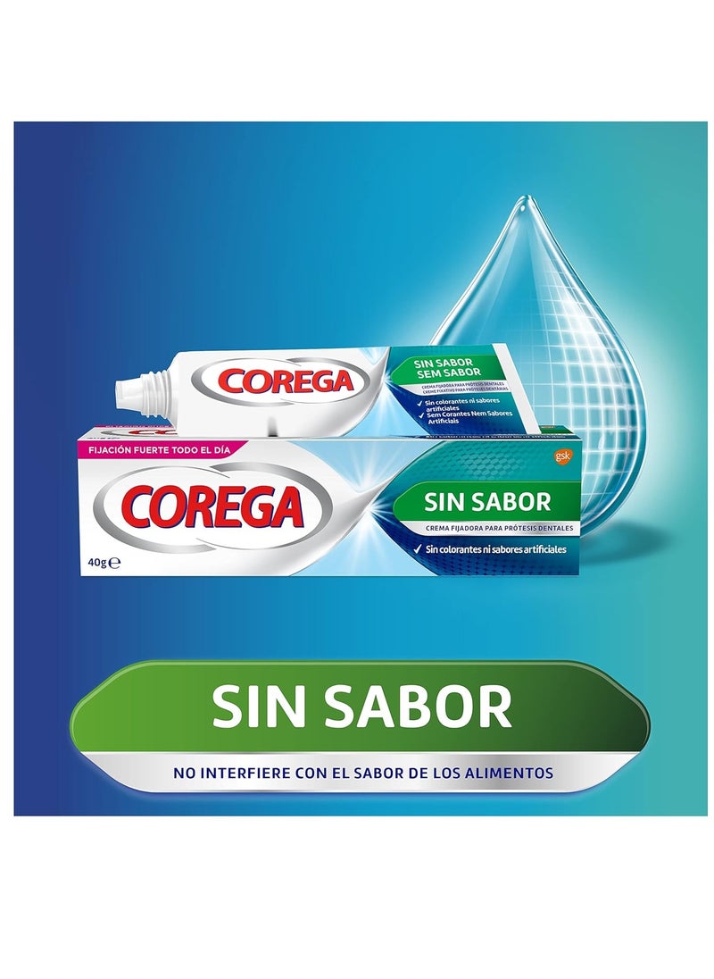 Corega Denture Fixing Cream, Strong Fixing, Unflavored, Zinc Free, 40g