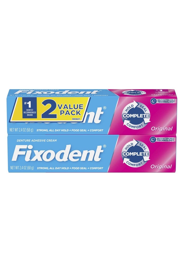 Fixodent Complete Original Denture Adhesive Cream, 2.4 oz, Pack of 2