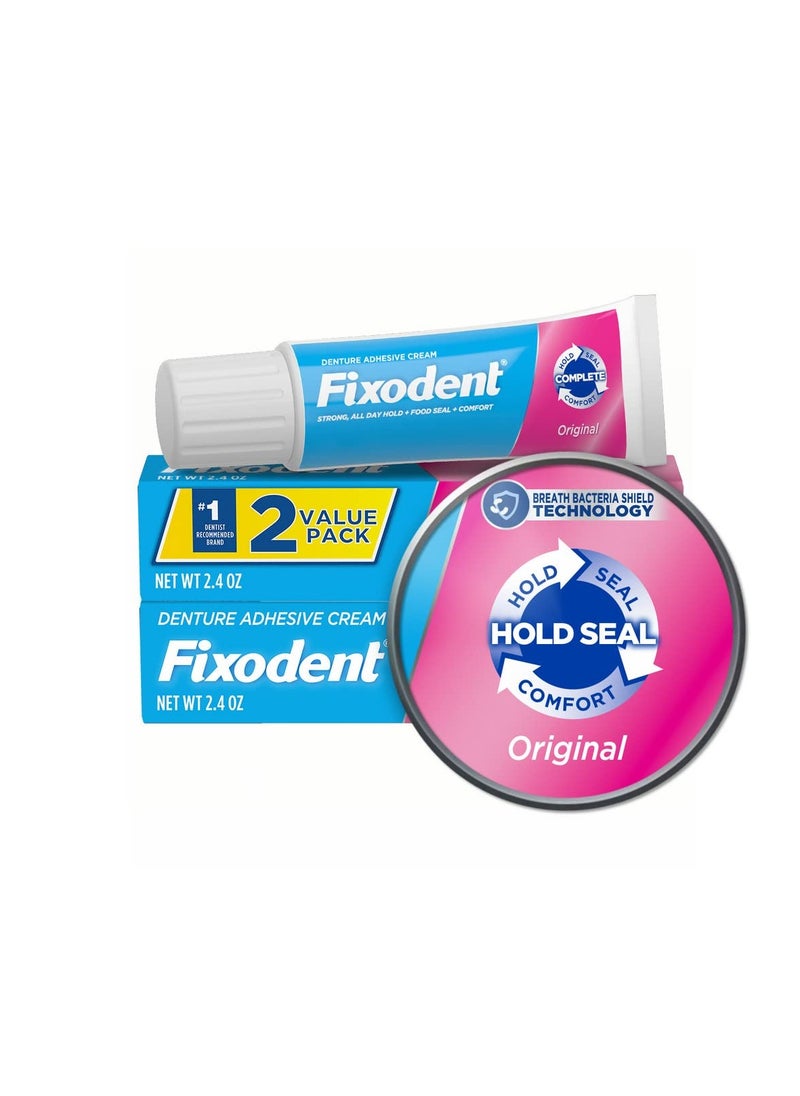 Fixodent Complete Original Denture Adhesive Cream, 2.4 oz, Pack of 2