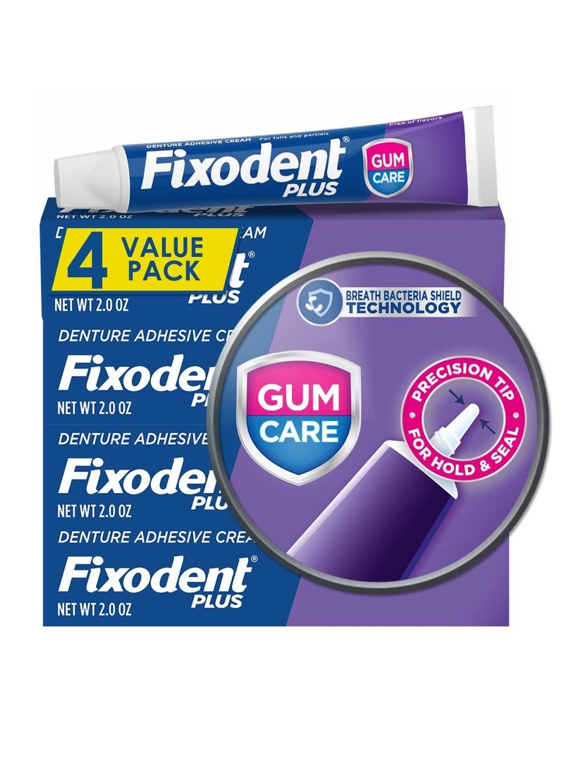 Fixodent Plus Denture Adhesive Cream 2 oz (Pack of 4)