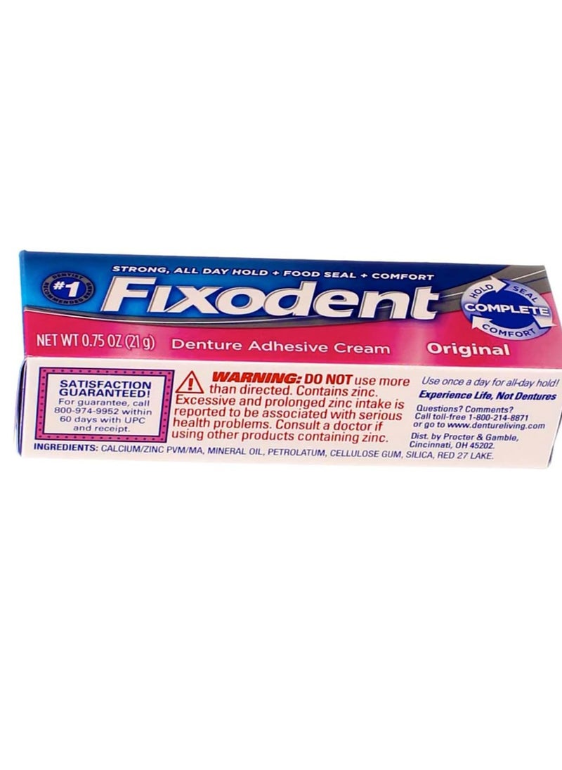 Fixodent Denture Adhesives Cream, Original - 0.75 Oz (pack of 6)