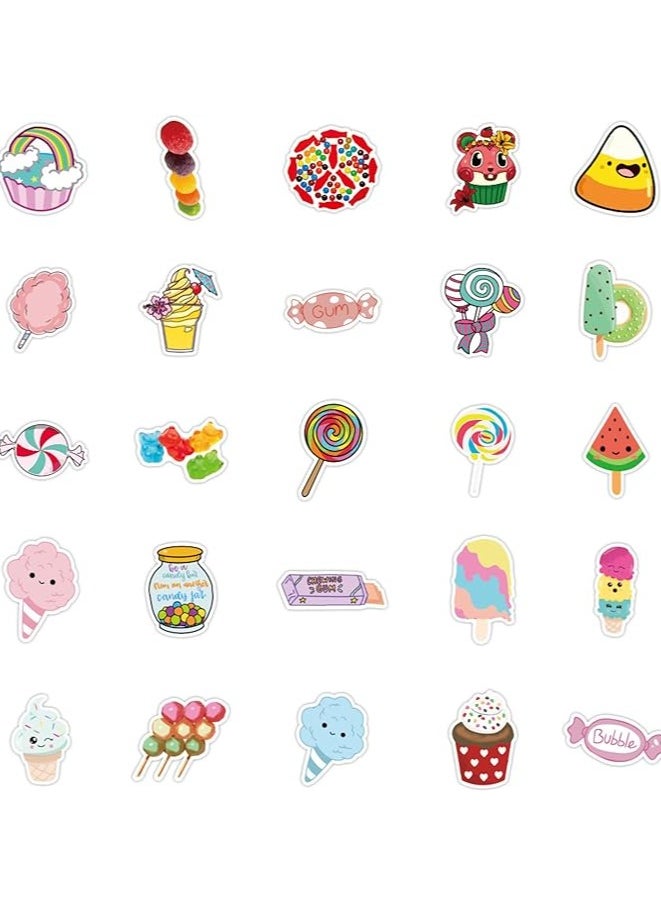 Cute Candy Stickers 50Pcs, Waterproof Vinyl Decal Sweet Treats Stickers for Laptop, Skateboard, Water Bottle, Hydro Flask, Computer, Phone
