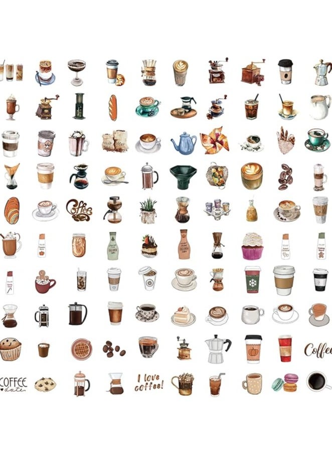 100PCS Coffee Stickers Water Bottle Stickers Laptop Stickers Skateboard Stickers Luggage Travel Case Waterproof Stickers Gift Stickers DIY Stickers for Adults Kids Teens (Coffee)