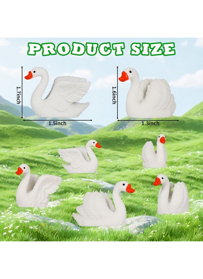 10 Pcs White Swan Figurines Swan Model Plastic Swan Miniature Figurines Cake Topper Diy Fairy Garden Miniature Moss Landscape For Collection Home Decoration