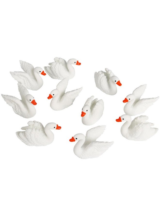 10 Pcs White Swan Figurines Swan Model Plastic Swan Miniature Figurines Cake Topper Diy Fairy Garden Miniature Moss Landscape For Collection Home Decoration