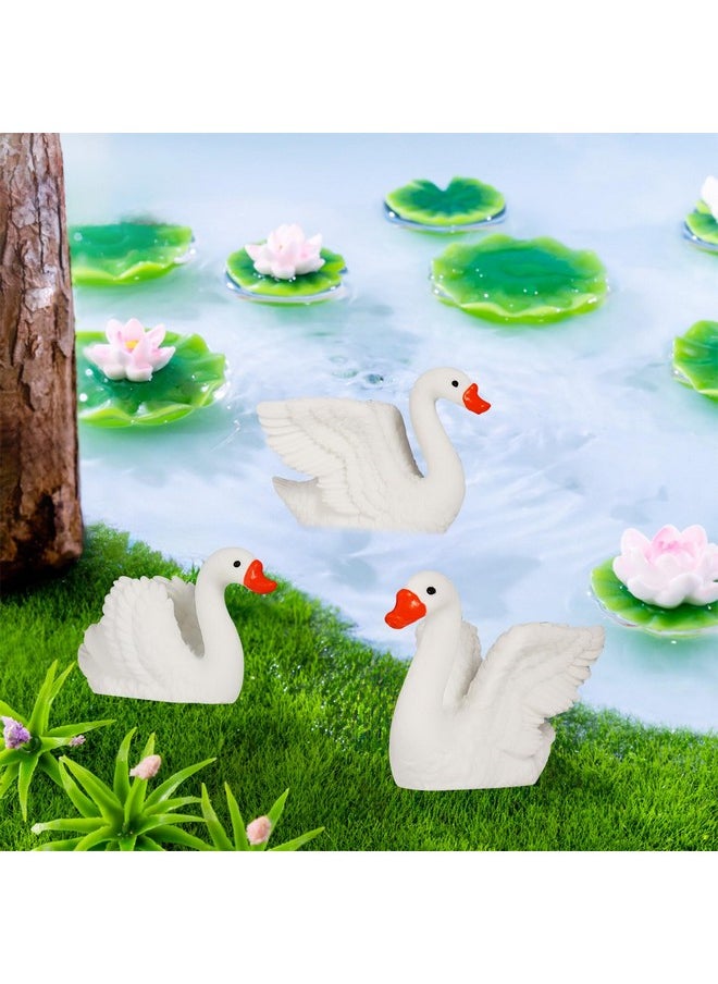 10 Pcs White Swan Figurines Swan Model Plastic Swan Miniature Figurines Cake Topper Diy Fairy Garden Miniature Moss Landscape For Collection Home Decoration