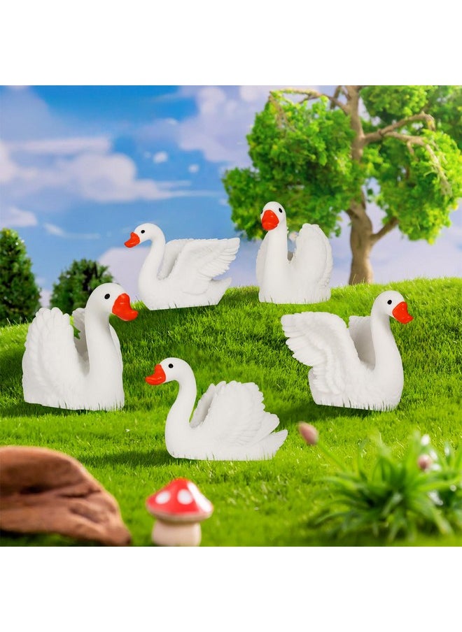 10 Pcs White Swan Figurines Swan Model Plastic Swan Miniature Figurines Cake Topper Diy Fairy Garden Miniature Moss Landscape For Collection Home Decoration