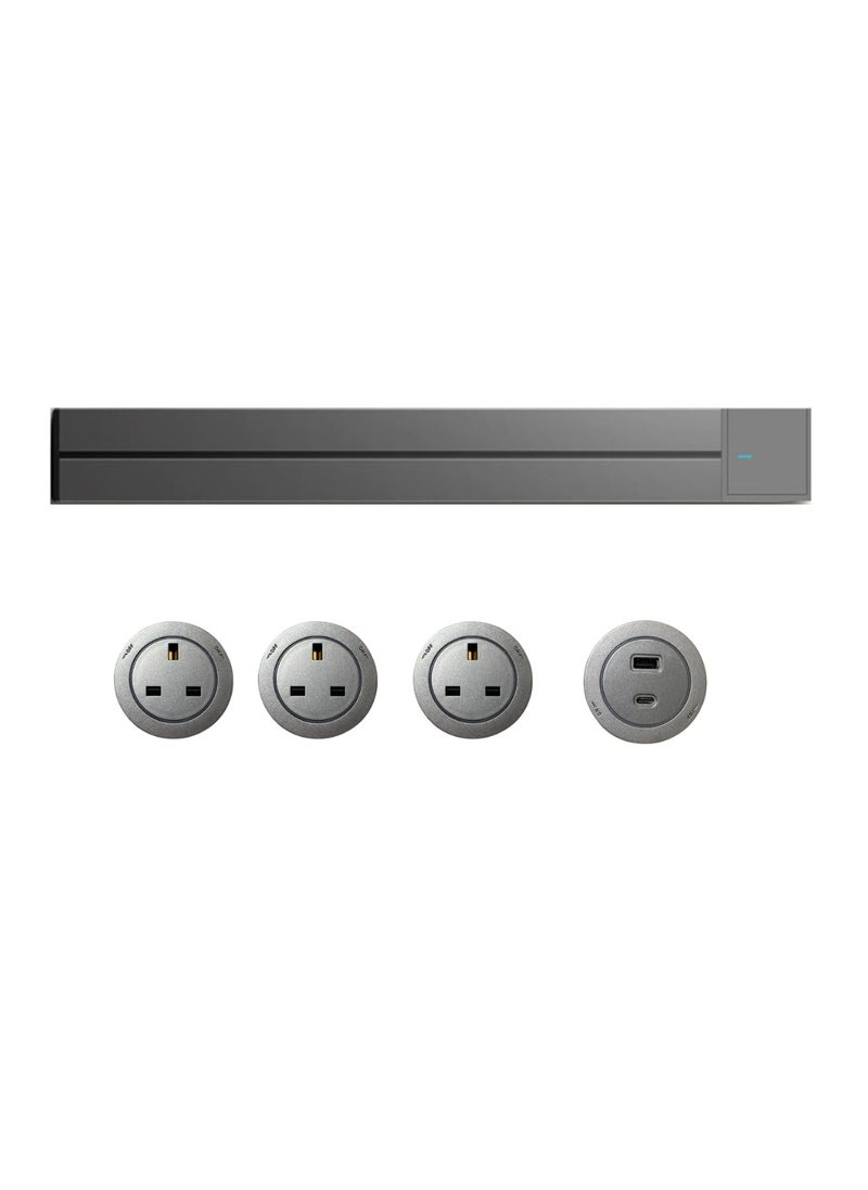 PowerTrack Set: 3-pin plugs (3pcs), 1 USB socket, 1 track (60cm)