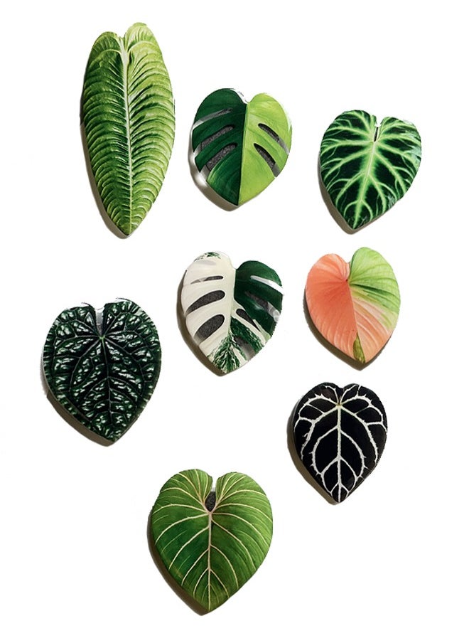 8pcs Resin Magnetic Fridge Stickers, Simulation Plant Leaf Pattern,Home Kitchen, School, Office, Car Decoration