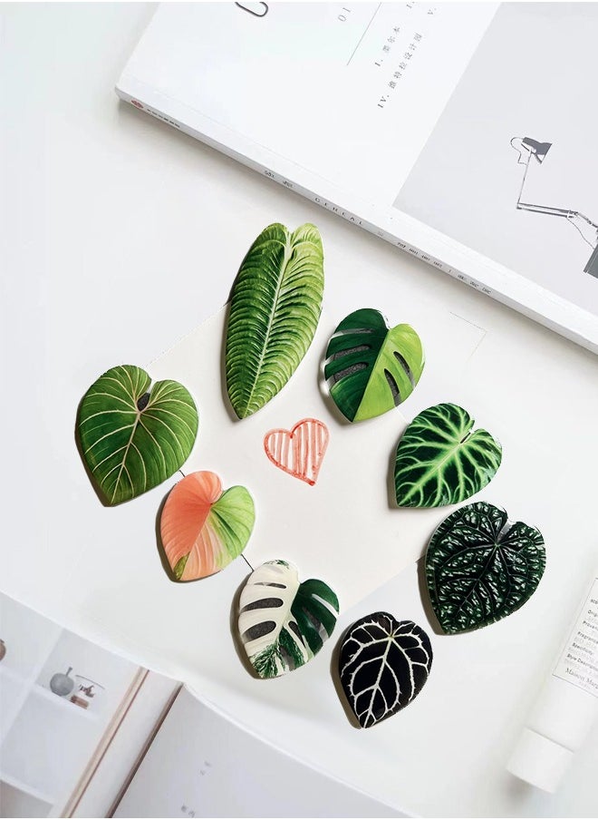 8pcs Resin Magnetic Fridge Stickers, Simulation Plant Leaf Pattern,Home Kitchen, School, Office, Car Decoration