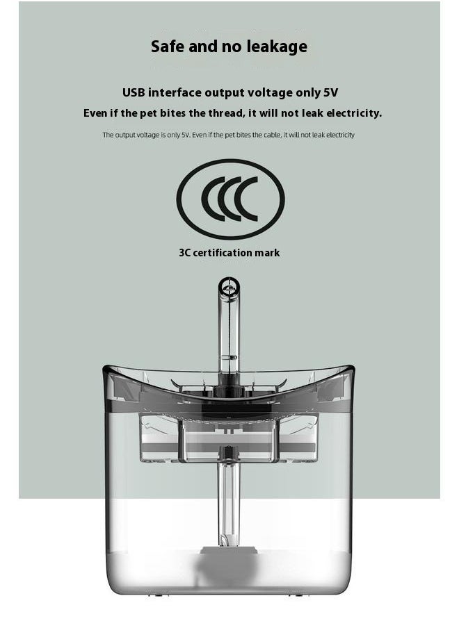 1.8L Automatic Cat Water Fountain Clear， Cats and Small Dogs with Triple Purification Filter Adapter Included and Ultra Quiet Low Voltage Water Pump Automatic Water Fountain